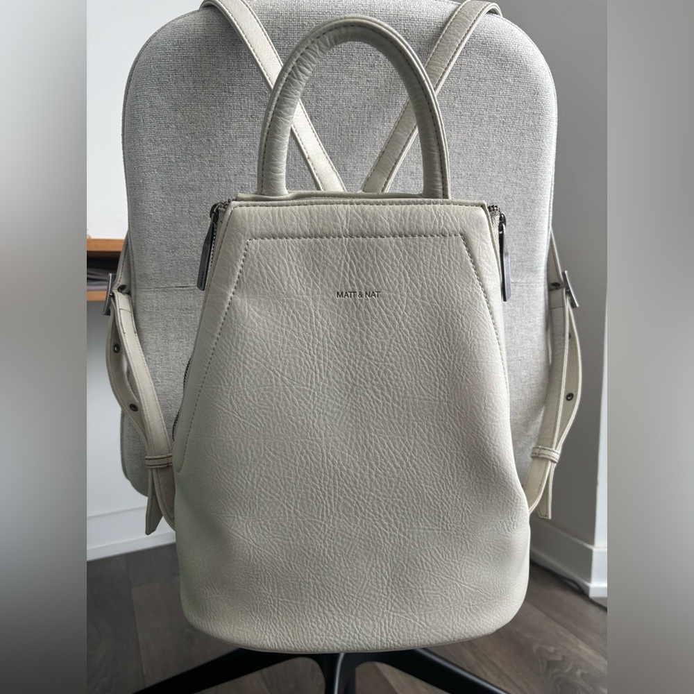 Matt & Nat Cream White Vegan Leather Backpack - Picture 2 of 9